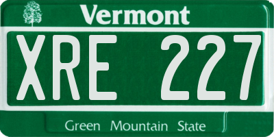 VT license plate XRE227