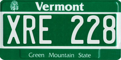 VT license plate XRE228