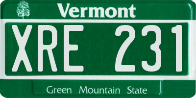 VT license plate XRE231