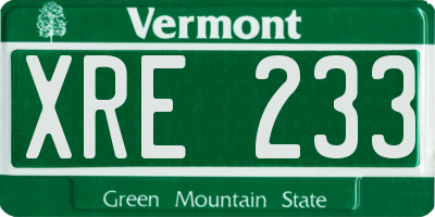 VT license plate XRE233