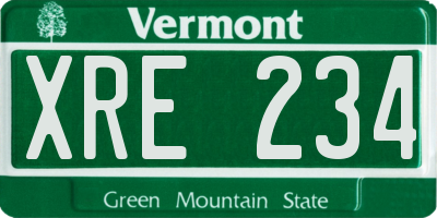 VT license plate XRE234