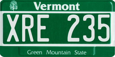 VT license plate XRE235