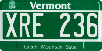 VT license plate XRE236