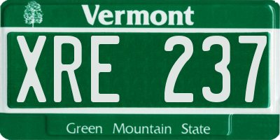 VT license plate XRE237