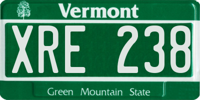 VT license plate XRE238