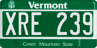 VT license plate XRE239