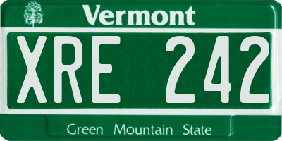VT license plate XRE242