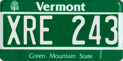 VT license plate XRE243