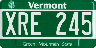 VT license plate XRE245