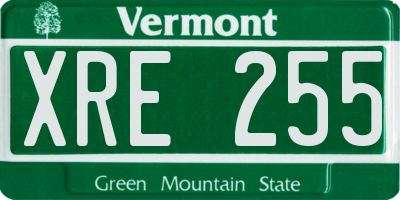 VT license plate XRE255