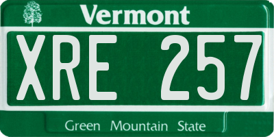 VT license plate XRE257