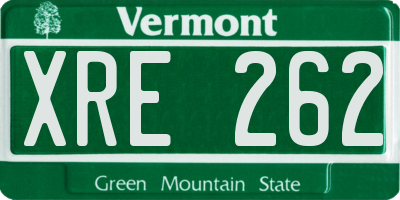 VT license plate XRE262
