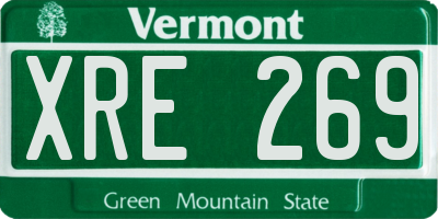VT license plate XRE269
