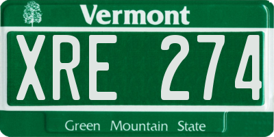 VT license plate XRE274