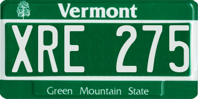 VT license plate XRE275