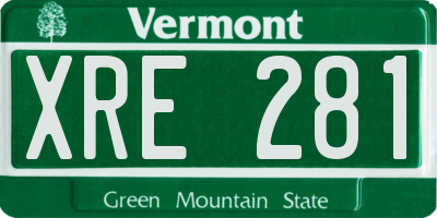 VT license plate XRE281