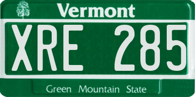 VT license plate XRE285
