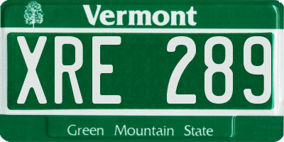 VT license plate XRE289