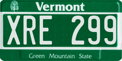 VT license plate XRE299