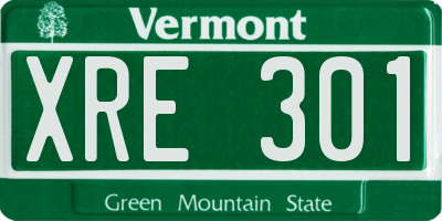 VT license plate XRE301