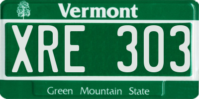 VT license plate XRE303
