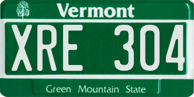 VT license plate XRE304