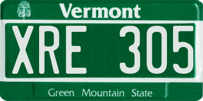 VT license plate XRE305