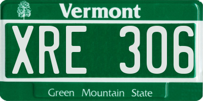 VT license plate XRE306