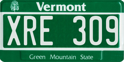 VT license plate XRE309
