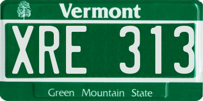 VT license plate XRE313