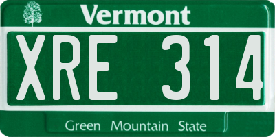 VT license plate XRE314