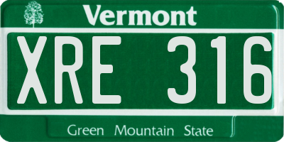 VT license plate XRE316