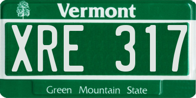 VT license plate XRE317