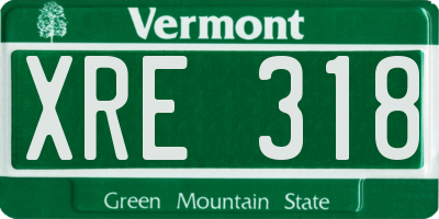 VT license plate XRE318