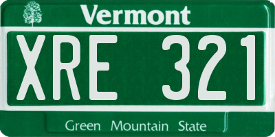 VT license plate XRE321