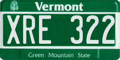 VT license plate XRE322