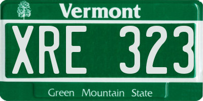 VT license plate XRE323