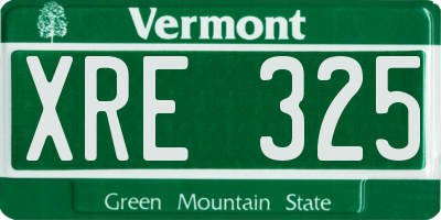 VT license plate XRE325