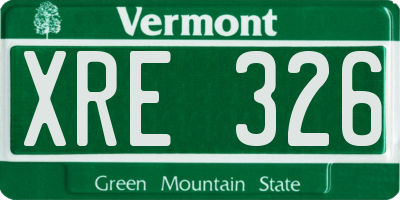 VT license plate XRE326