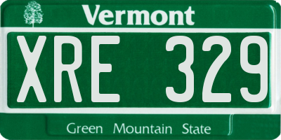 VT license plate XRE329