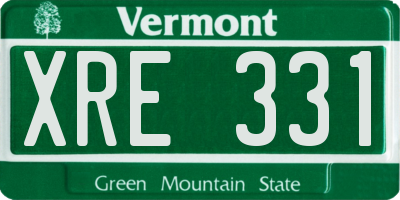 VT license plate XRE331