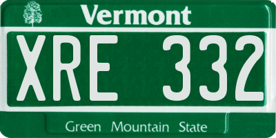 VT license plate XRE332