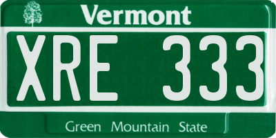 VT license plate XRE333