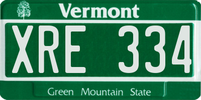 VT license plate XRE334