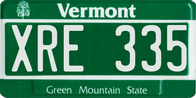 VT license plate XRE335