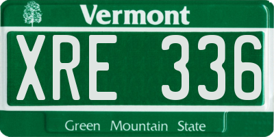 VT license plate XRE336