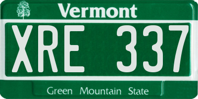 VT license plate XRE337