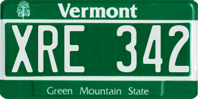 VT license plate XRE342
