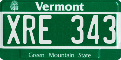 VT license plate XRE343