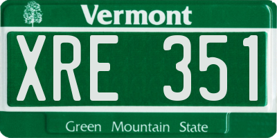 VT license plate XRE351